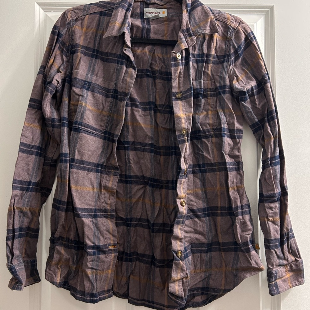 Carhartt woman’s Casual Plaid Shirt - Brown and Blue
